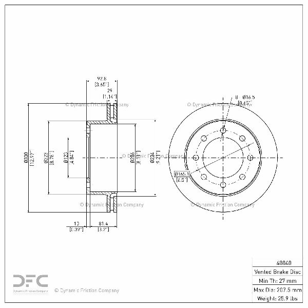 2006-2016 Chevrolet Express 2500 Disc Brake Rotor - Rear (Dynamic Friction)