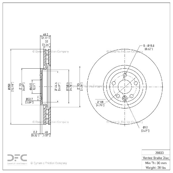 2017-2020 Jaguar F-Pace Disc Brake Rotor - Front (Dynamic Friction)