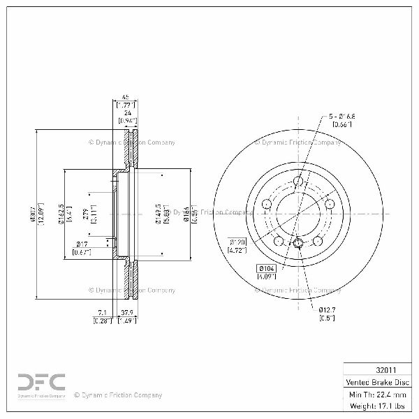 2013-2016 Mini Cooper Paceman Disc Brake Rotor - Front (Dynamic Friction)
