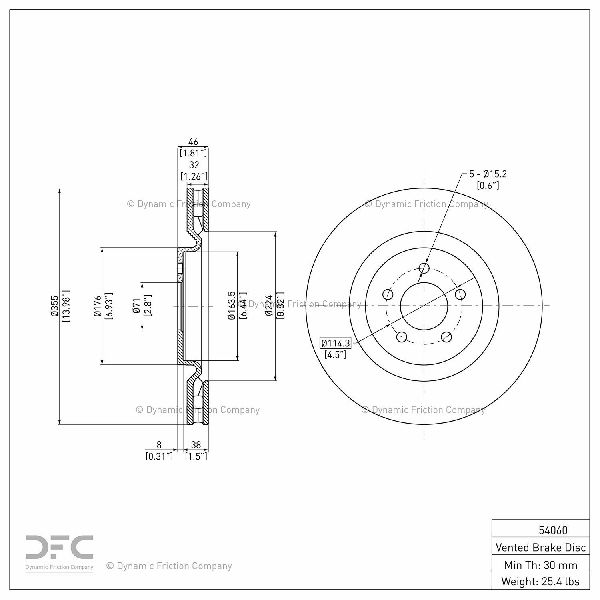 2007-2014 Ford Mustang Disc Brake Rotor - Front (Dynamic Friction)