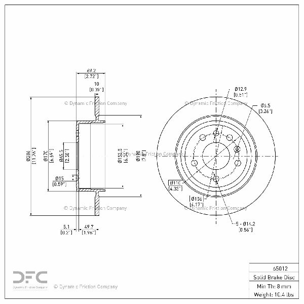 1999-2010 Saab 9-5 Disc Brake Rotor - Rear (Dynamic Friction)