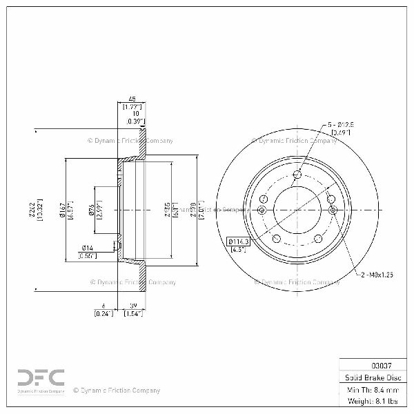 2012-2017 Hyundai Veloster Disc Brake Rotor - Rear (Dynamic Friction)