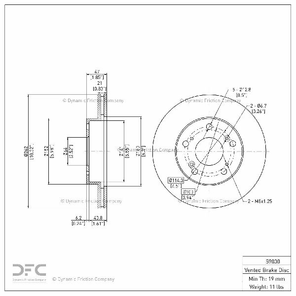 2002-2006 Acura RSX Disc Brake Rotor - Front (Dynamic Friction)
