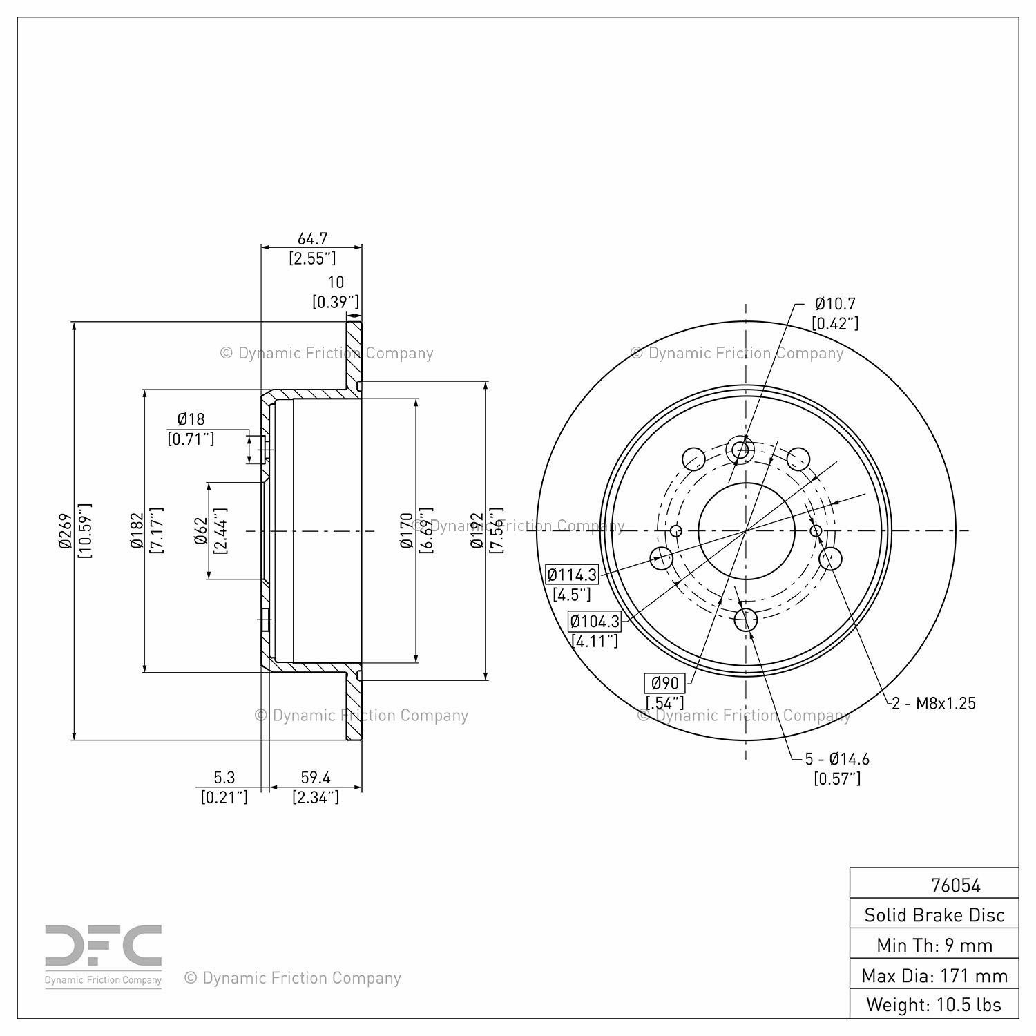 2001, 2000, 1999, 1998, 1997 Lexus ES300 Disc Brake Rotor