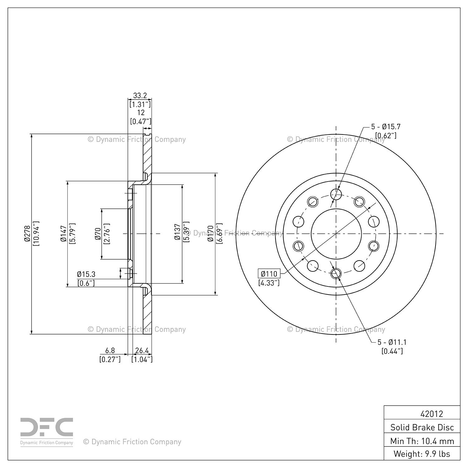 2022, 2021, 2020, 2019, 2018, 2017, 2016, 2015, 2014 Jeep Cherokee Disc Brake Rotor