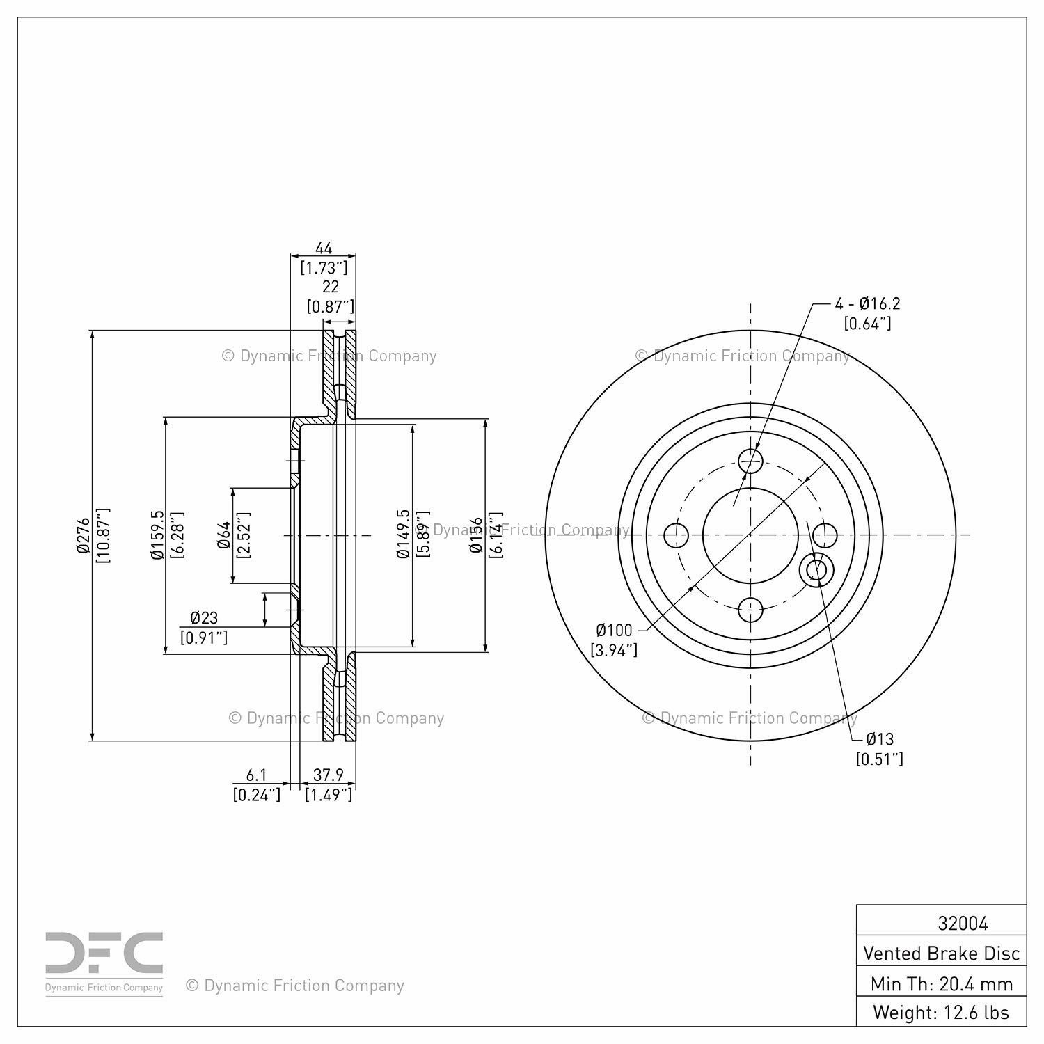 2008, 2007, 2006, 2005, 2004, 2003, 2002 Mini Cooper Disc Brake Rotor