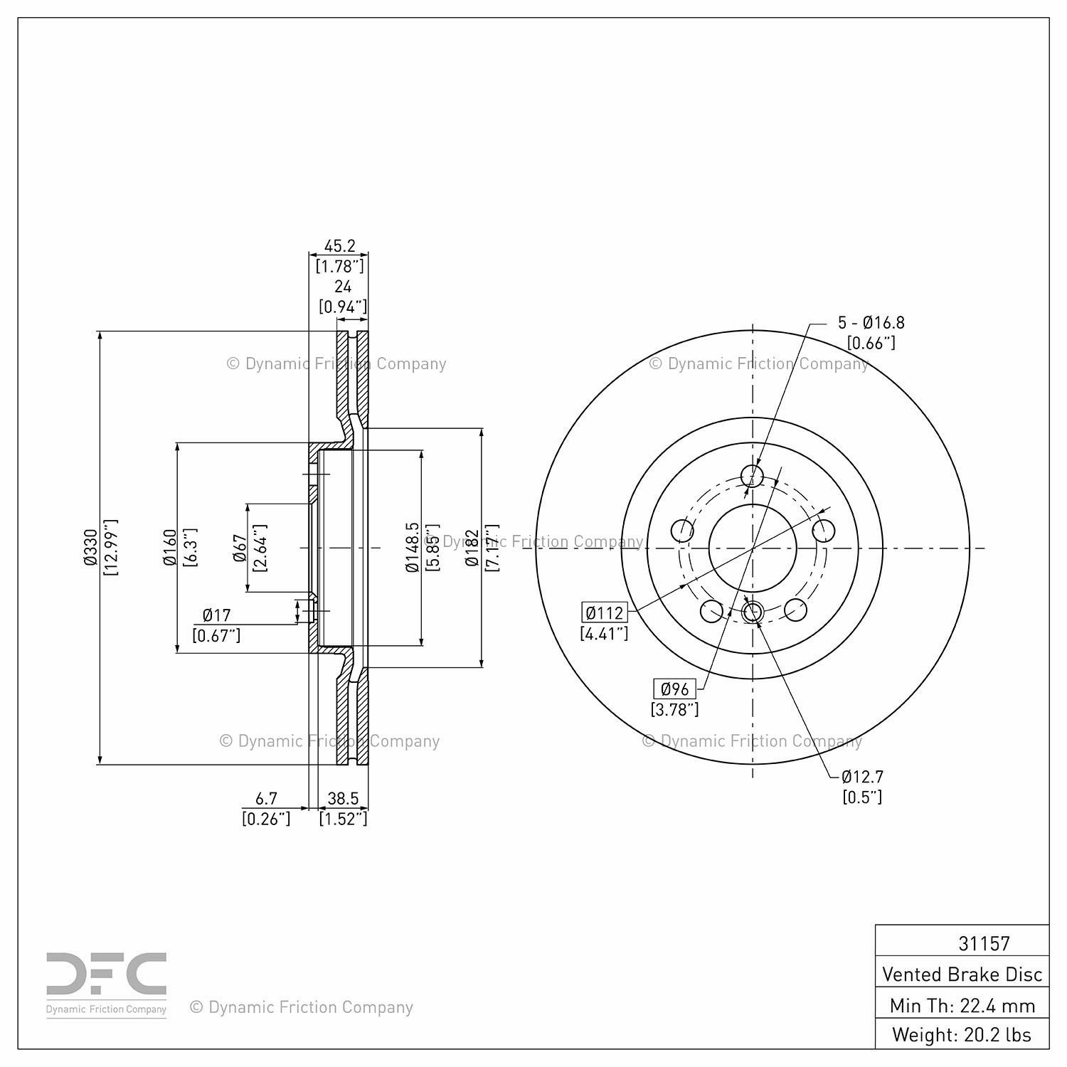 2024, 2023, 2022, 2021, 2020, 2019, 2018, 2017 Mini Cooper Countryman Disc Brake Rotor