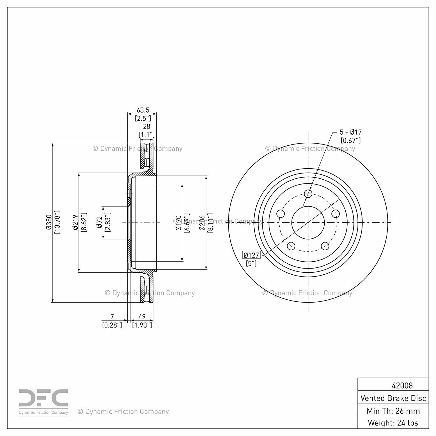 2025, 2024, 2023, 2022, 2021, 2020, 2019, 2018 Dodge Durango Disc Brake Rotor