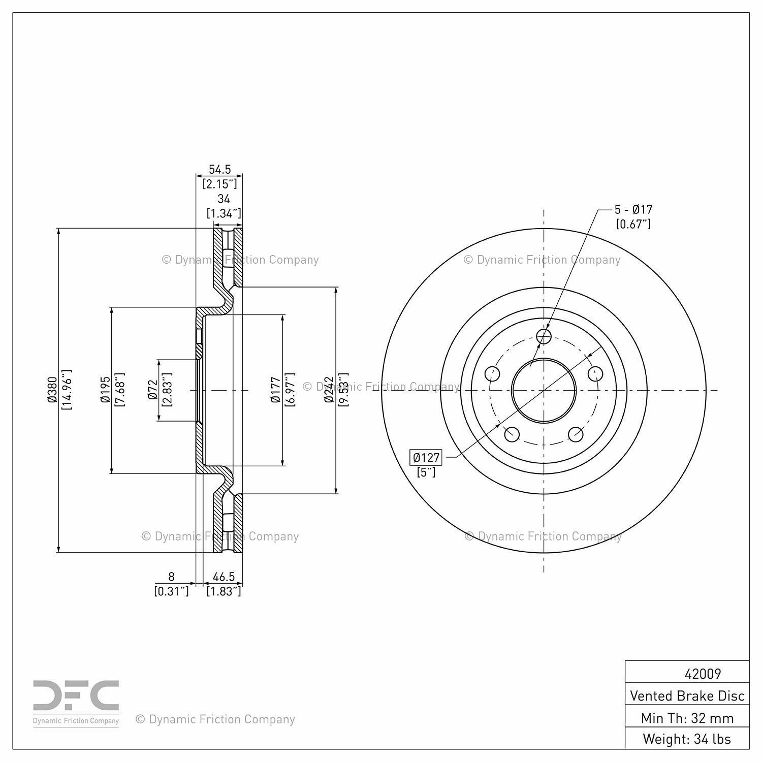 2025, 2024, 2023, 2022, 2021, 2020, 2019, 2018 Dodge Durango Disc Brake Rotor