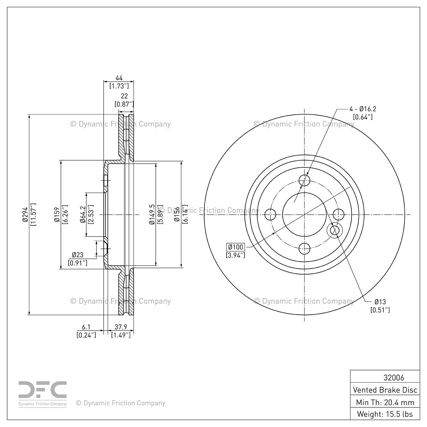 2015, 2014, 2013, 2012, 2011, 2010, 2009, 2008, 2007 Mini Cooper Disc Brake Rotor