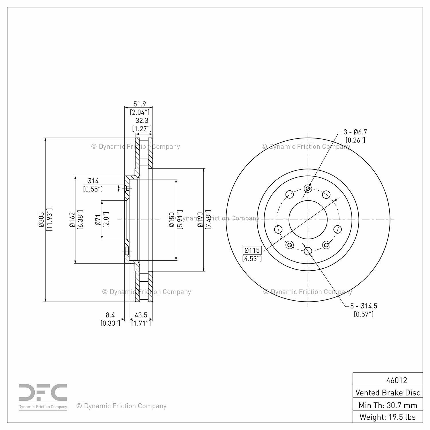 2007, 2006, 2005, 2004, 2003 Cadillac CTS Disc Brake Rotor