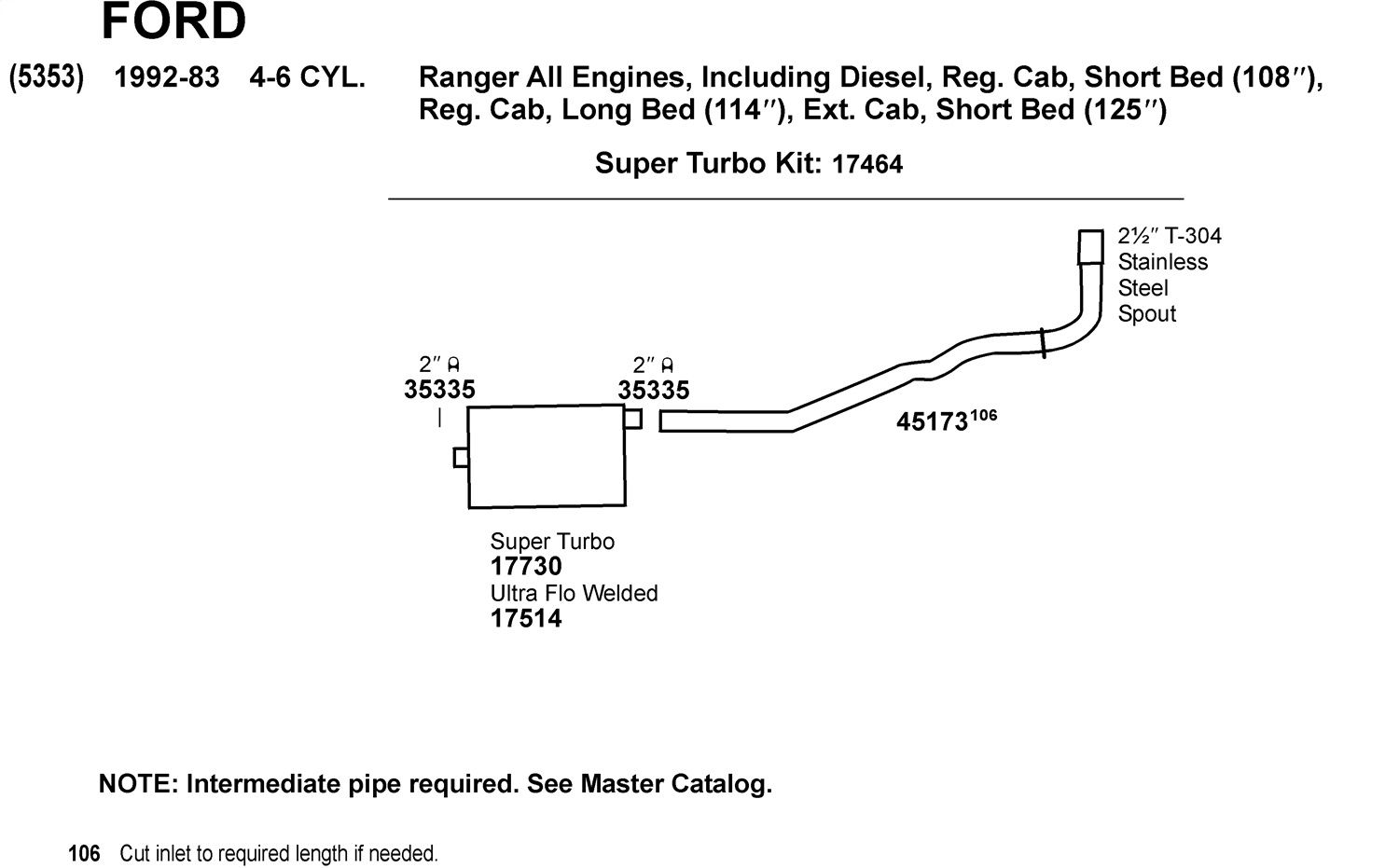 1992, 1991, 1990, 1989, 1988, 1987, 1986, 1985, 1984, 1983 Ford Ranger Exhaust Muffler