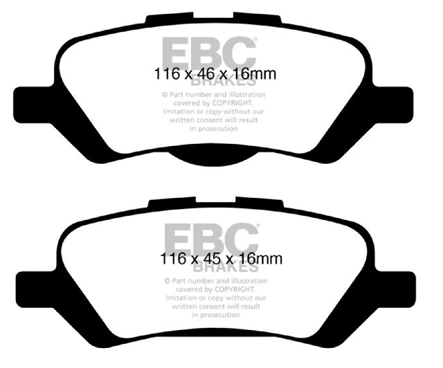 2009-2016 Toyota Venza Disc Brake Pad Set - Rear (EBC Brakes)