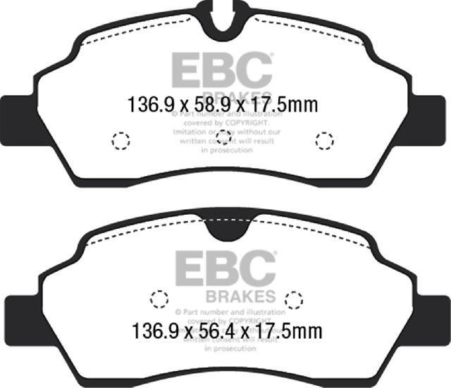 2015-2018 Ford Transit Disc Brake Pad Set - Rear (EBC Brakes)