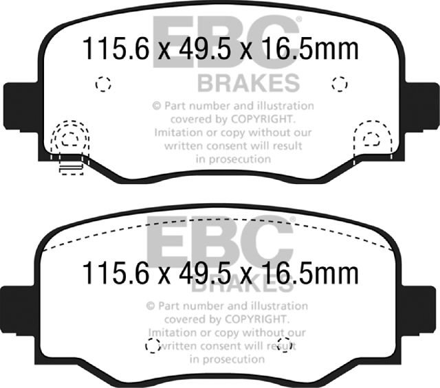 2016-2023 Fiat 500X Disc Brake Pad Set -  or Rear (EBC Brakes)