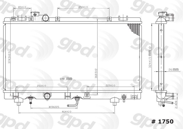 1996-1999 Toyota Paseo Radiator (Global Parts)