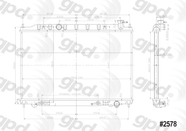 2003-2007 Nissan Murano Radiator (Global Parts)