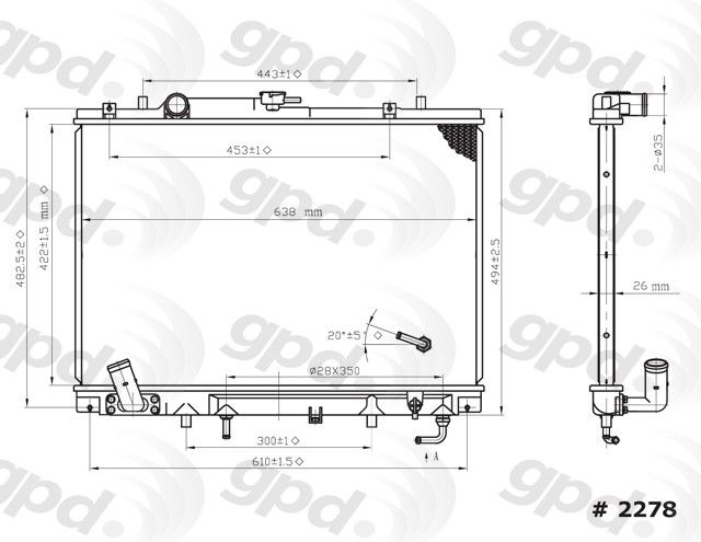 1997-2003 Mitsubishi Montero Sport Radiator (Global Parts)