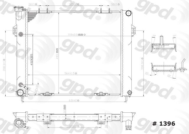 1993-1997 Jeep Grand Cherokee Radiator (Global Parts)