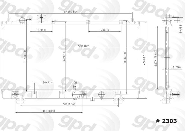 1999-2003 Mazda Protege Radiator (Global Parts)