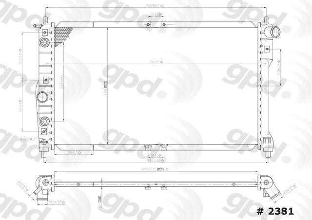 2000-2002 Daewoo Nubira Radiator (Global Parts)