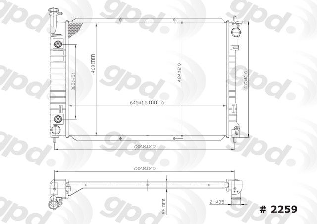 1999-2002 Nissan Quest Radiator (Global Parts)