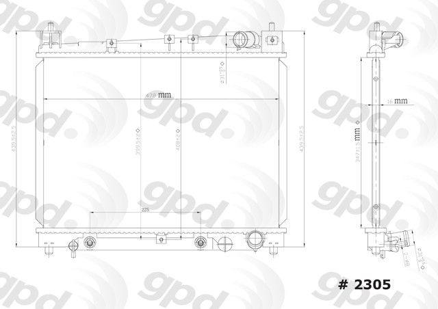 2000-2005 Toyota Echo Radiator (Global Parts)