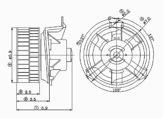 1993-2000 Dodge Caravan HVAC Blower Motor - Front (Global Parts)