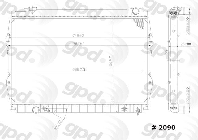 1993-1998 Toyota T100 Radiator (Global Parts)
