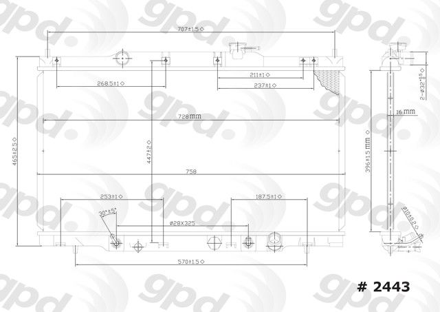 2002-2006 Honda CR-V Radiator (Global Parts)