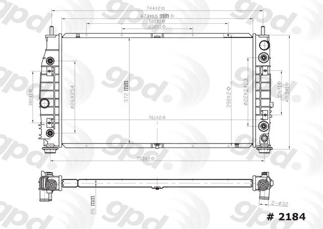 1998-2004 Dodge Intrepid Radiator (Global Parts)