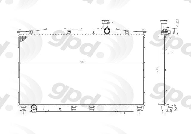 2007-2009 Hyundai Santa Fe Radiator (Global Parts)
