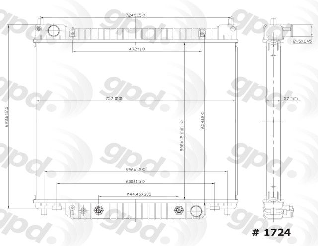 1995-1998 Ford E-350 Econoline Radiator (Global Parts)