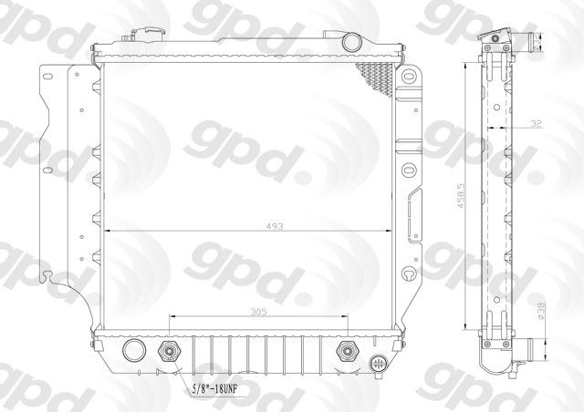2005-2006 Jeep Wrangler Radiator (Global Parts)