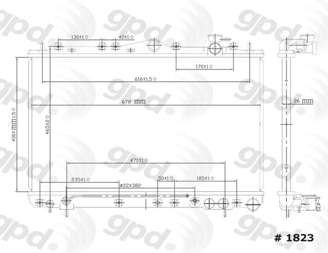 1995-1998 Hyundai Sonata Radiator (Global Parts)