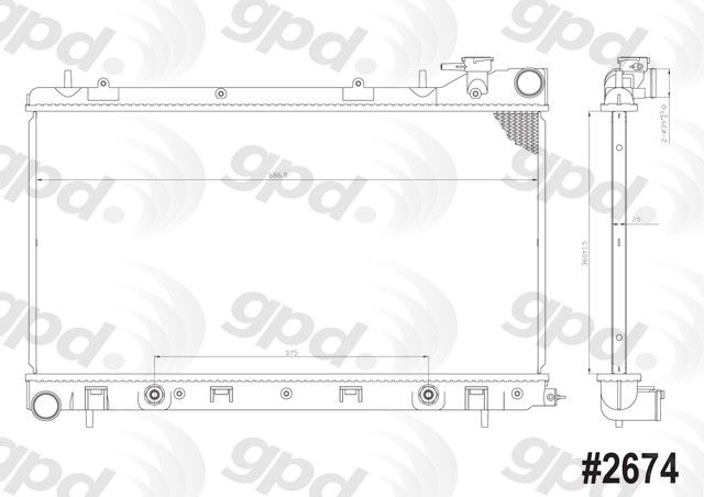 2003-2005 Subaru Forester Radiator (Global Parts)