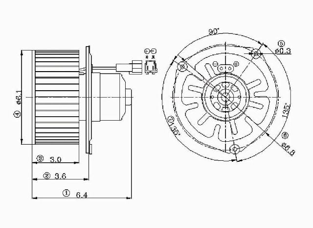 1980 Dodge B300 HVAC Blower Motor - Rear (Global Parts)