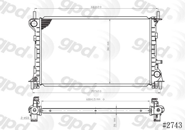 2004-2007 Ford Focus Radiator (Global Parts)