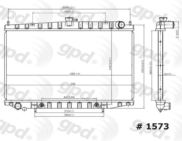 1993-1999 Nissan Altima Radiator (Global Parts)