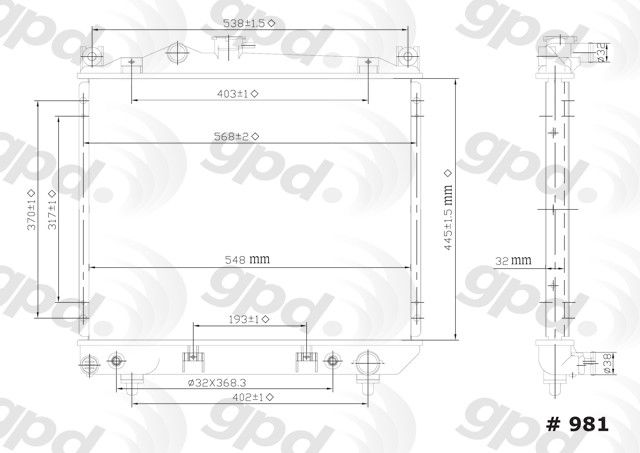 1987-1999 Dodge Dakota Radiator (Global Parts)