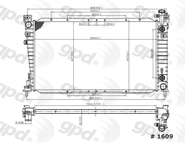 1995-1998 Ford Windstar Radiator (Global Parts)