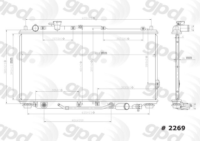 1998-2001 Kia Sephia Radiator (Global Parts)