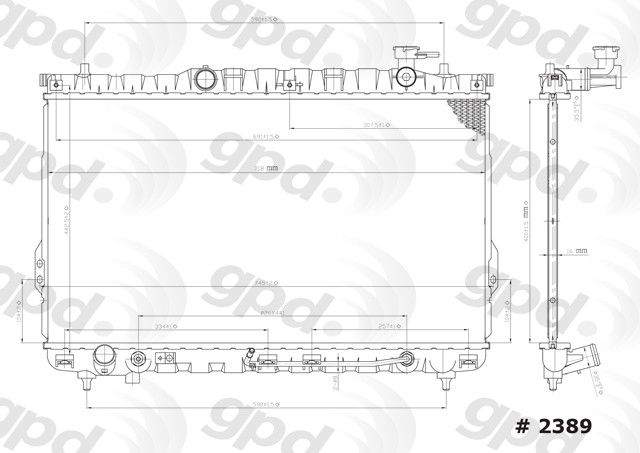 2001-2006 Hyundai Santa Fe Radiator (Global Parts)