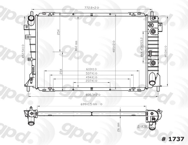 1995-1997 Lincoln Town Car Radiator (Global Parts)
