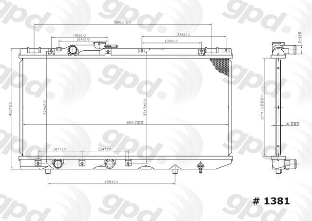 1992-1995 Toyota Paseo Radiator (Global Parts)
