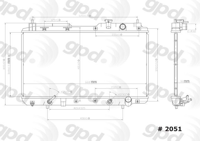 1997-2001 Honda CR-V Radiator (Global Parts)