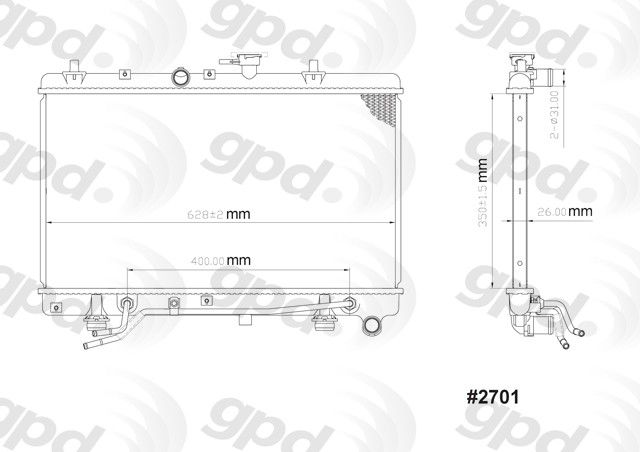 2003-2005 Kia Rio Radiator (Global Parts)
