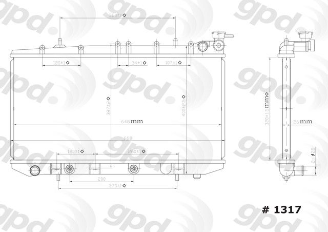 1991-1999 Nissan Sentra Radiator (Global Parts)
