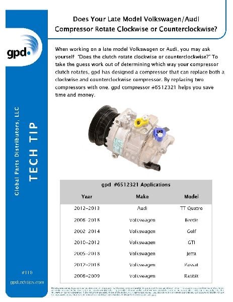 2002-2014 Volkswagen Golf A/C Compressor (Global Parts)