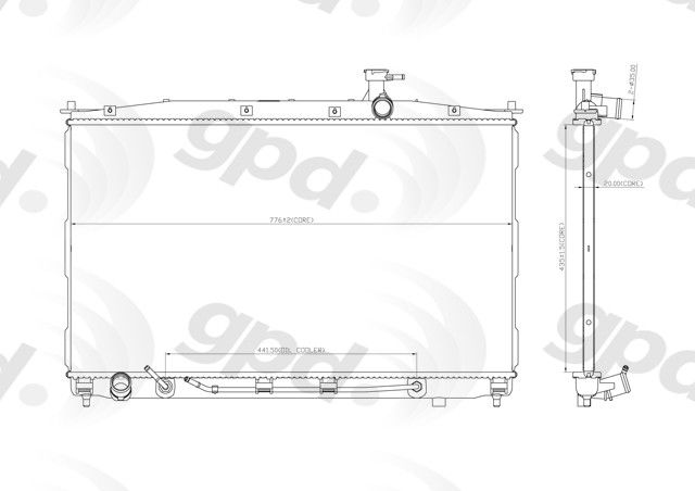2007-2009 Hyundai Santa Fe Radiator (Global Parts)